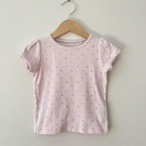 MINI BODEN EUC/LN Blush Colorful Star Print Cap Sleeves Pointelle Top